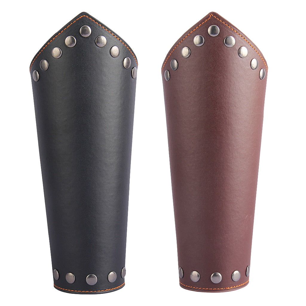 Arm Armor Warmer Medieval Bracer Leather Gauntlet-Bracelets-Innovato Design-Brown-Innovato Design