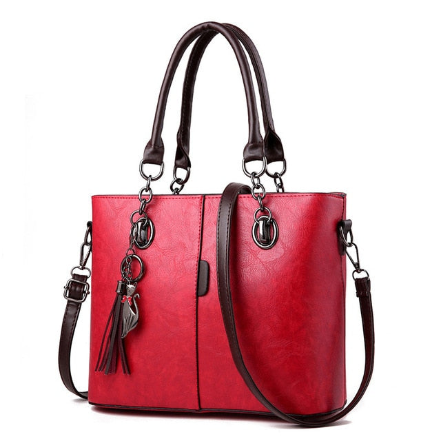 Luxury Designer Leather Shoulder Bag and Handbag-Handbags-Innovato Design-Red-Innovato Design