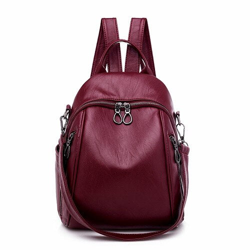 Casual PU Leather Shoulder Bag and College Style Backpack-Backpacks-Innovato Design-Red-Innovato Design