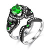 Skull and Cubic Zirconia Punk Style Double Engagement Ring-Rings-Innovato Design-6-Silver Green-Innovato Design