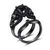 Skull and Cubic Zirconia Punk Style Double Engagement Ring-Rings-Innovato Design-5-Black-Innovato Design