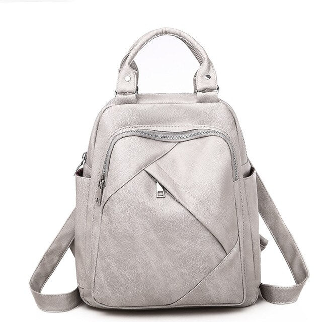 Large Capacity Leisure Soft Leather Spring Travel Bag-Backpacks-Innovato Design-Light Gray-Innovato Design
