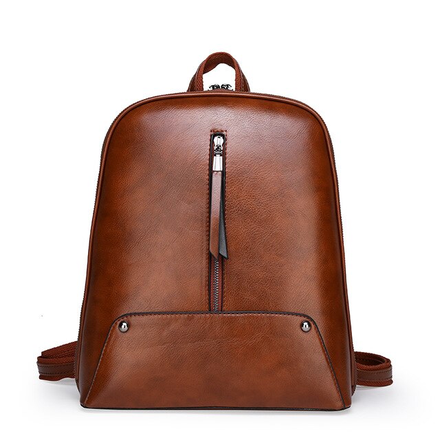 Oil Wax Leather Shoulder Bag, School Backpack, and Travel Bag-Backpacks-Innovato Design-Brown-Innovato Design