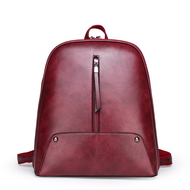 Oil Wax Leather Shoulder Bag, School Backpack, and Travel Bag-Backpacks-Innovato Design-Red-Innovato Design