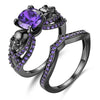 Skull and Cubic Zirconia Punk Double Ring-Rings-Innovato Design-10-Purple-Innovato Design