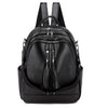 Tassel Leather Shoulder Bag and Backpack-Backpacks-Innovato Design-Black-Innovato Design