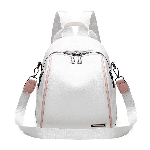 Luxury PU Leather Shell Bag, Travel Bag and Backpack-Backpacks-Innovato Design-White-Innovato Design