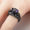 Punk Skull and Crystal Angel Heart Necklace, Bracelet & Ring Wedding Jewelry Set-Jewelry Sets-Innovato Design-Green-6-Innovato Design