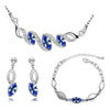 Leaf Crystal Necklace, Bracelet & Earrings Fashion Jewelry Set