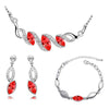 Leaf Crystal Necklace, Bracelet & Earrings Fashion Jewelry Set