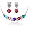 Austrian Crystal and Cubic Zirconia Necklace & Earrings Fashion Jewelry Set-Jewelry Sets-Innovato Design-Rainbow Red-Innovato Design