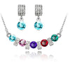 Austrian Crystal and Cubic Zirconia Necklace & Earrings Fashion Jewelry Set-Jewelry Sets-Innovato Design-Rainbow Blue-Innovato Design