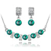 Austrian Crystal and Cubic Zirconia Necklace & Earrings Fashion Jewelry Set-Jewelry Sets-Innovato Design-Crystal Green-Innovato Design