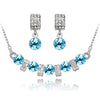 Austrian Crystal and Cubic Zirconia Necklace & Earrings Fashion Jewelry Set-Jewelry Sets-Innovato Design-Ocean Blue-Innovato Design