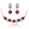 Austrian Crystal and Cubic Zirconia Necklace & Earrings Fashion Jewelry Set-Jewelry Sets-Innovato Design-Red-Innovato Design