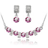Austrian Crystal and Cubic Zirconia Necklace & Earrings Fashion Jewelry Set-Jewelry Sets-Innovato Design-Dark Pink-Innovato Design