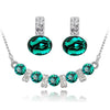 Austrian Crystal and Cubic Zirconia Necklace & Earrings Fashion Jewelry Set-Jewelry Sets-Innovato Design-Green White-Innovato Design
