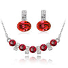 Austrian Crystal and Cubic Zirconia Necklace & Earrings Fashion Jewelry Set-Jewelry Sets-Innovato Design-Red White-Innovato Design