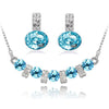 Austrian Crystal and Cubic Zirconia Necklace & Earrings Fashion Jewelry Set-Jewelry Sets-Innovato Design-Ocean Blue White-Innovato Design