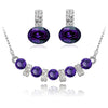 Austrian Crystal and Cubic Zirconia Necklace & Earrings Fashion Jewelry Set-Jewelry Sets-Innovato Design-Purple-Innovato Design