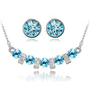 Austrian Crystal and Cubic Zirconia Necklace & Earrings Fashion Jewelry Set-Jewelry Sets-Innovato Design-Sky Blue White-Innovato Design