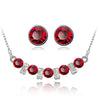 Austrian Crystal and Cubic Zirconia Necklace & Earrings Fashion Jewelry Set-Jewelry Sets-Innovato Design-Red Silver-Innovato Design