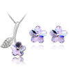 Austrian Crystal Flower Necklace & Earrings Fashion Jewelry Set