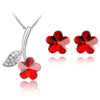 Austrian Crystal Flower Necklace & Earrings Fashion Jewelry Set