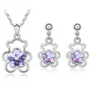 Crystal Flower Bear Necklace & Earrings Fashion Jewelry Set