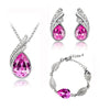 Austrian Crystal Flame Leaf Necklace, Bracelet & Earrings Fashion Jewelry Set-Jewelry Sets-Innovato Design-Rose-Innovato Design