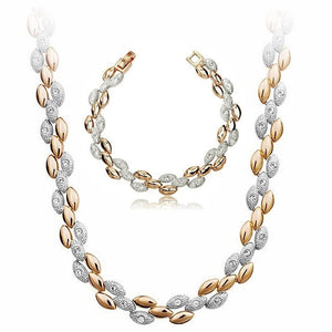Wheat Rhinestone Necklace & Bracelet Fashion Jewelry Set-Jewelry Sets-Innovato Design-Gold-Innovato Design