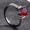 Black & Black Heart Crystal Engagement Ring