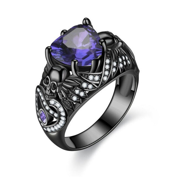 Skull, Heart, Cubic Zirconia and Crystal Retro Trendy Wedding Ring