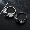 Sugar Skull, Cubic Zirconia and Heart Crystal Punk Wedding Ring