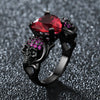 Sugar Skull, Cubic Zirconia and Heart Crystal Punk Wedding Ring