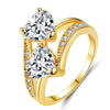 Heart Crystal and Cubic Zirconia Fashion Engagement Ring