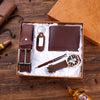 Men PU Leather Band Quartz Watch, Belt, Wallet, Pen, and Keychain Brown Gift Set-Jewelry Sets-Innovato Design-Innovato Design