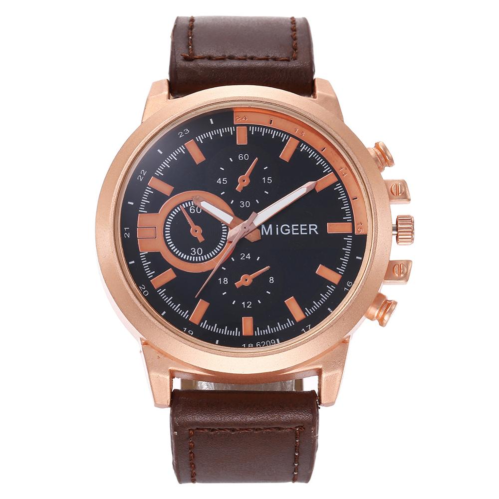 Men PU Leather Band Quartz Watch, Belt, Wallet, Pen, and Keychain Brown Gift Set-Jewelry Sets-Innovato Design-Innovato Design