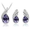 Austrian Crystal Feather Necklace & Earrings Fashion Jewelry Set