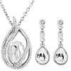 Austrian Crystal Teardrop and Flame Necklace & Earrings Fashion Jewelry Set