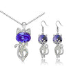 Austrian Crystal Cat Necklace & Earrings Fashion Jewelry Set-Jewelry Sets-Innovato Design-Purple-Innovato Design