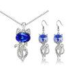 Austrian Crystal Cat Necklace & Earrings Fashion Jewelry Set-Jewelry Sets-Innovato Design-Dark Blue-Innovato Design