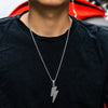 Cubic-Zirconia-Studded Lightning Bling Fashion Hip-hop Pendant Necklace