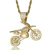 Cubic-Zirconia-Studded Motorcycle Bling Rope Chain Hip-hop Pendant Necklace