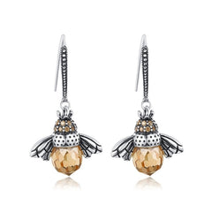 Lovely Bee 925 Sterling Silver Drop Earrings-Earrings-Innovato Design-Innovato Design