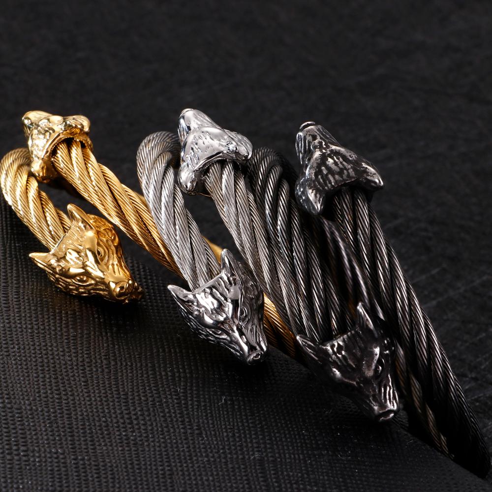 Viking Wolf Stainless Steel Hip-hop Bracelet-Bracelets-Innovato Design-Gold-Innovato Design