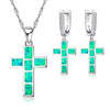Classic Cross Fire Opal Necklace & Earrings Jewelry Set-Jewelry Sets-Innovato Design-Green-Innovato Design