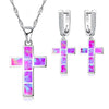 Classic Cross Fire Opal Necklace & Earrings Jewelry Set-Jewelry Sets-Innovato Design-Purple-Innovato Design