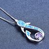 Hummingbird Fire Opal and Flower Necklace & Earrings Trendy Fashion Jewelry Set-Jewelry Sets-Innovato Design-Purple-Innovato Design
