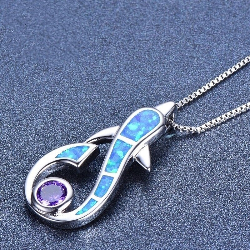 Hummingbird Fire Opal and Flower Necklace & Earrings Trendy Fashion Jewelry Set-Jewelry Sets-Innovato Design-Purple-Innovato Design